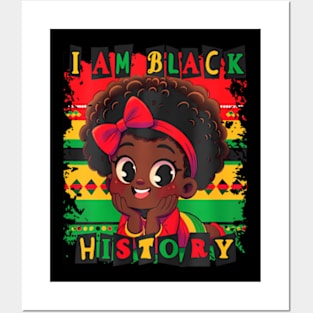 Kids Girls I Am Black History Posters and Art